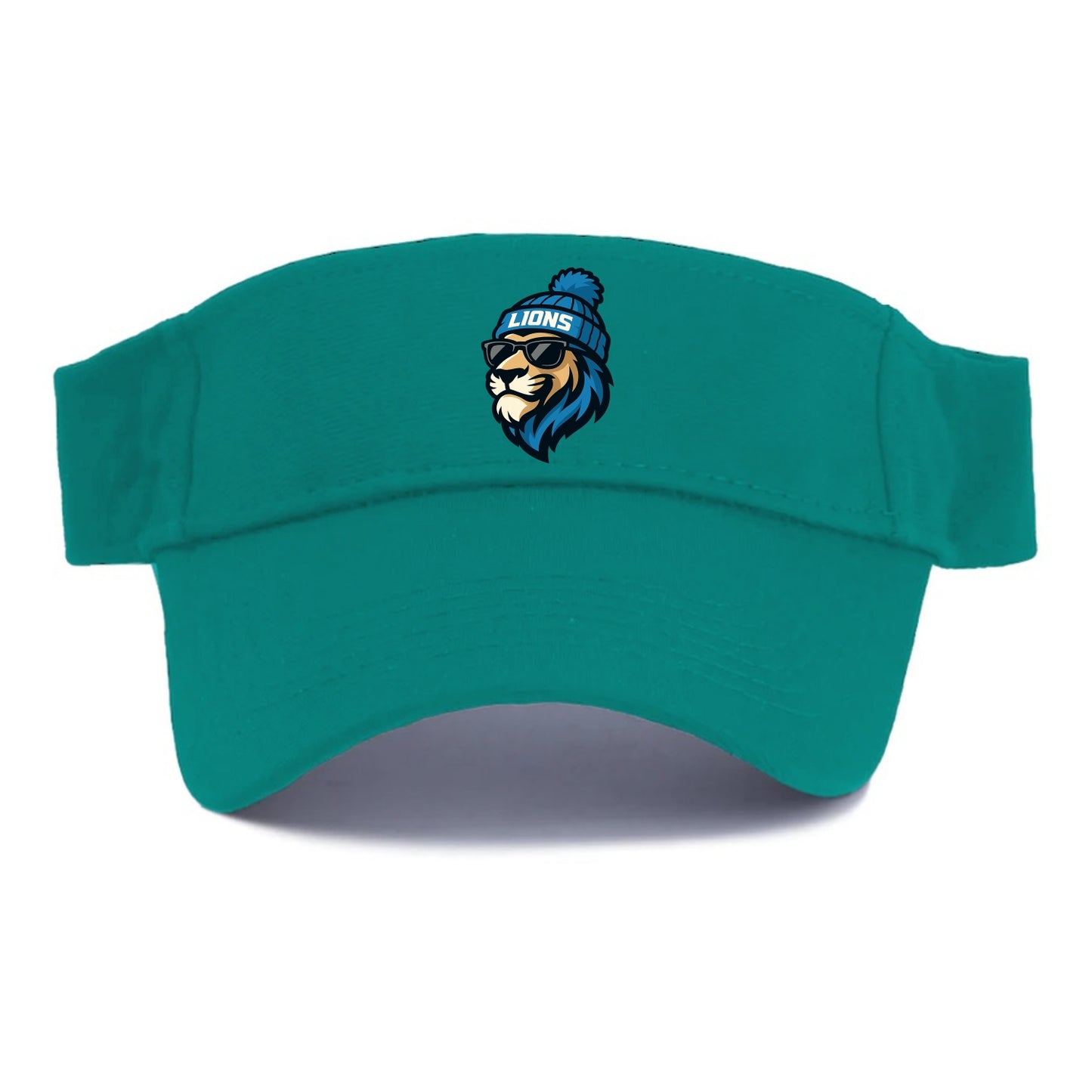 Detroit Lion wearing Lions Honolulu blue and silver beanie with pom pom and wayfarer - Visor - Forest Mist(Green)