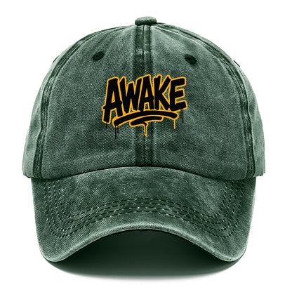 Bold typography design - "AWAKE" - conscious, aware, alert - Classic Cap - Forest Mist(Green)