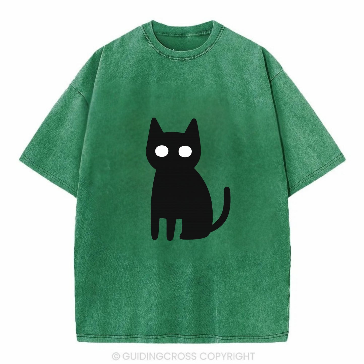 YOU MUST EMBRACE THE VOID | Black cat st - Vintage T-shirt - Forest Mist(Green)