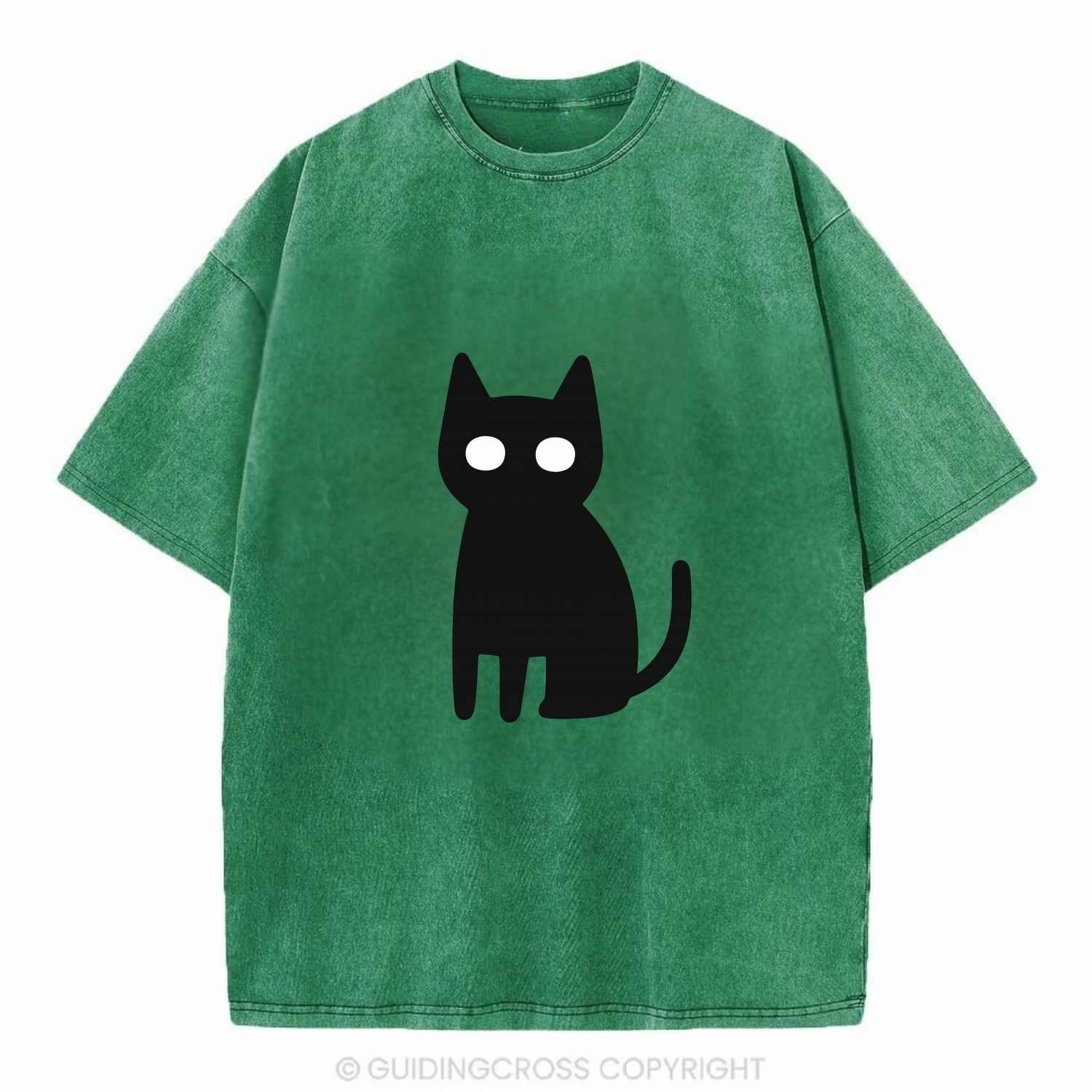 YOU MUST EMBRACE THE VOID | Black cat st - Vintage T-shirt - Forest Mist(Green)