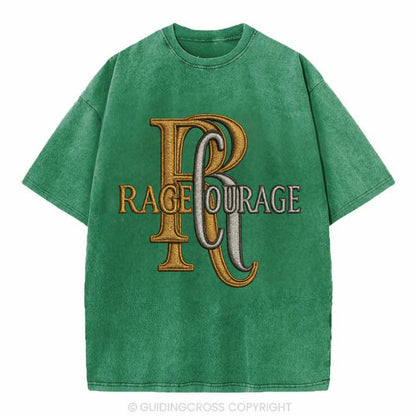 RAGE;COURAGE MODE Warrior Green Hat - Vintage T-shirt - Forest Mist(Green)