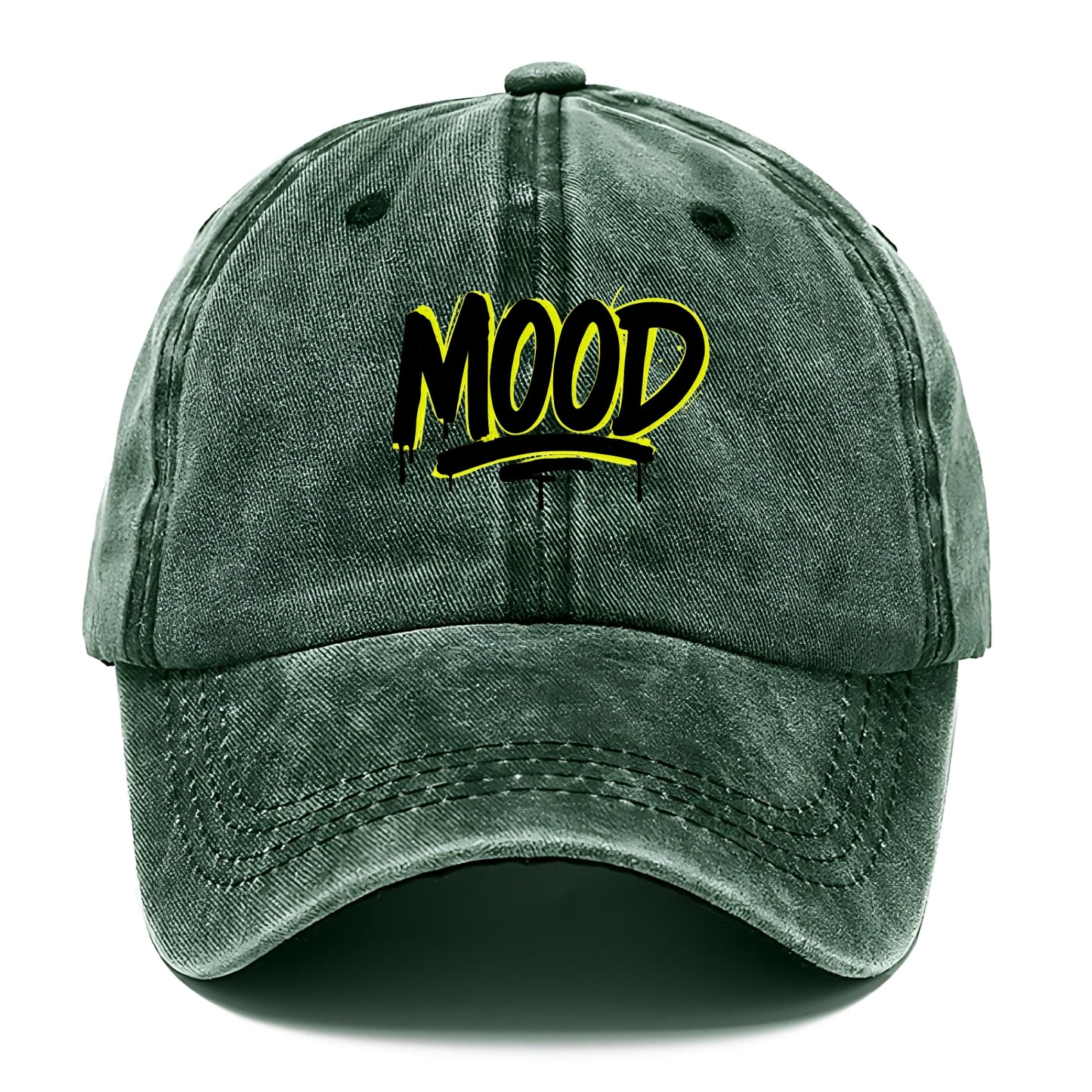 Bold typography design - "MOOD" - current state, feeling it - Classic Cap - Forest Mist(Green)
