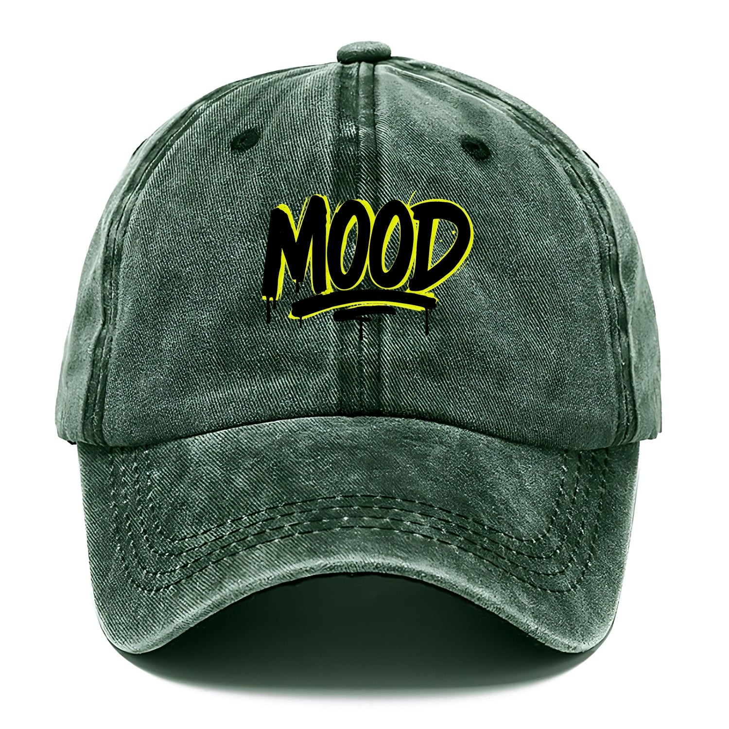 Bold typography design - "MOOD" - current state, feeling it - Classic Cap - Forest Mist(Green)