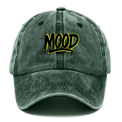 Bold typography design - "MOOD" - current state, feeling it - Classic Cap - Forest Mist(Green)