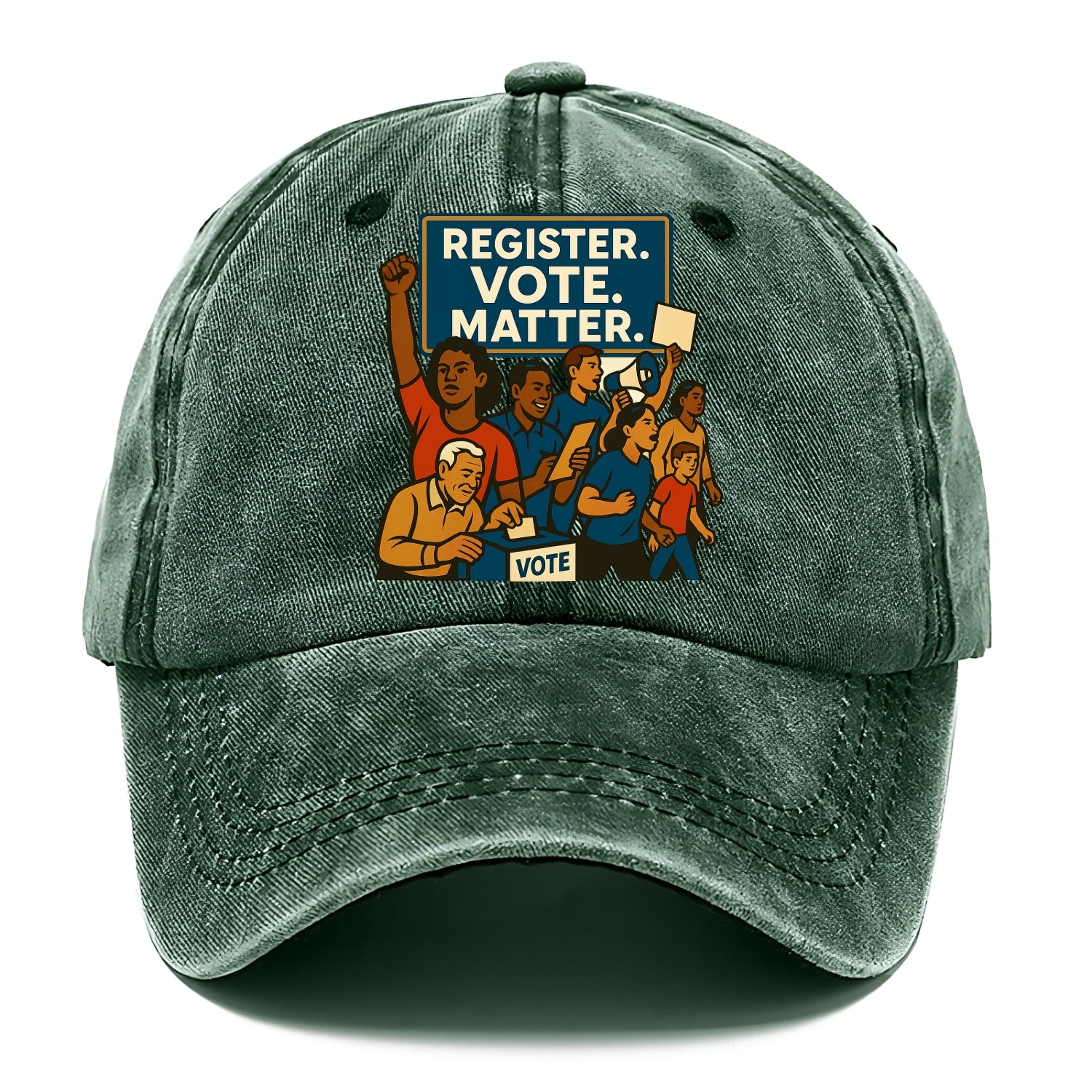 Voter registration drive bringing community together - "Register. Vote. Matter." - - Classic Cap - Forest Mist(Green)