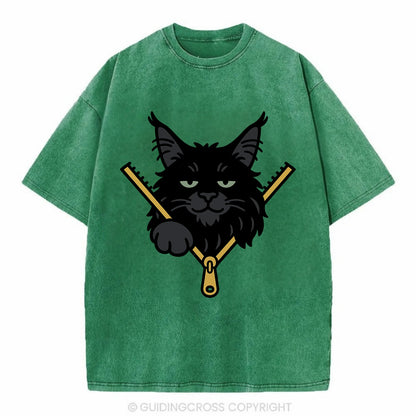 Black Maine Coon - Vintage T-shirt - Forest Mist(Green)
