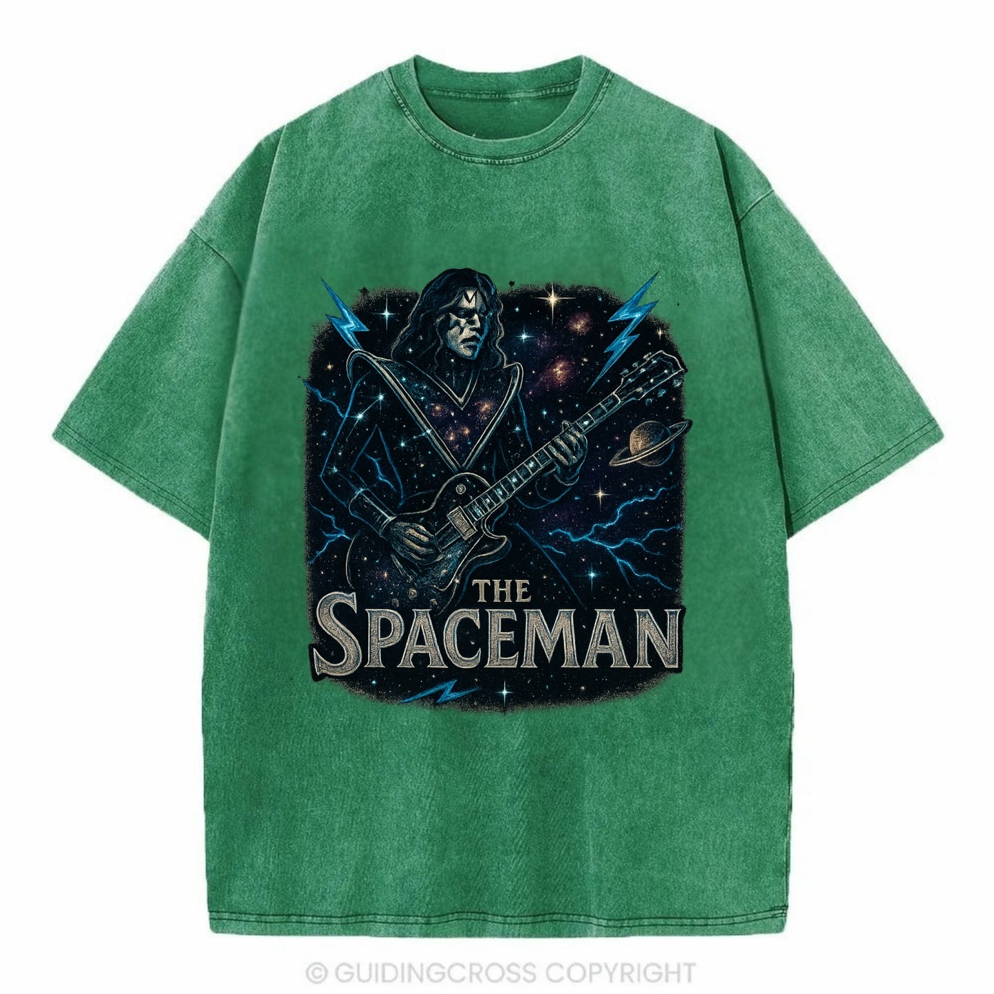 Spaceman Constellation - Vintage T-shirt - Forest Mist(Green)