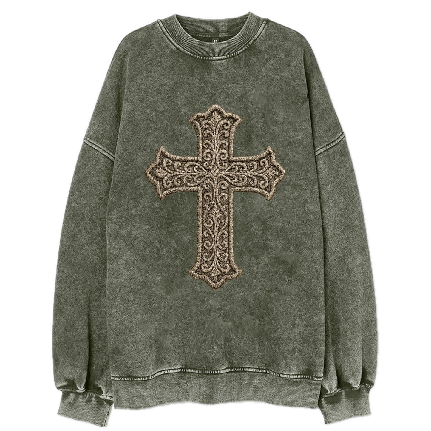 Filigree Cross  - Vintage Sweatshirt - Forest Mist(Green)