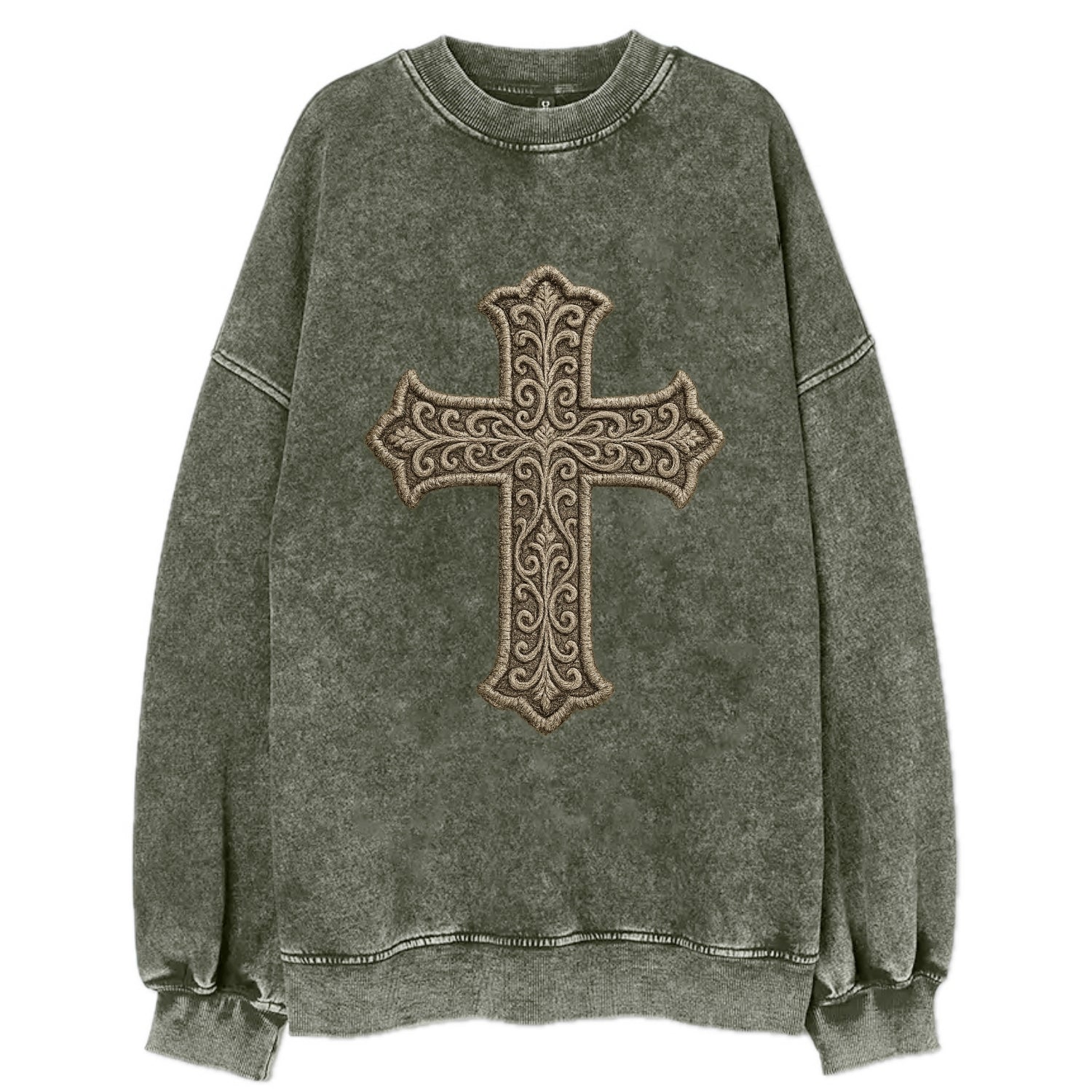 Filigree Cross  - Vintage Sweatshirt - Forest Mist(Green)