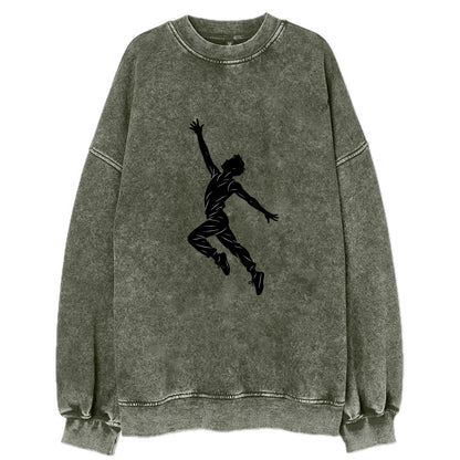 Modern dancer reaching skyward - Vintage Sweatshirt - Forest Mist(Green)