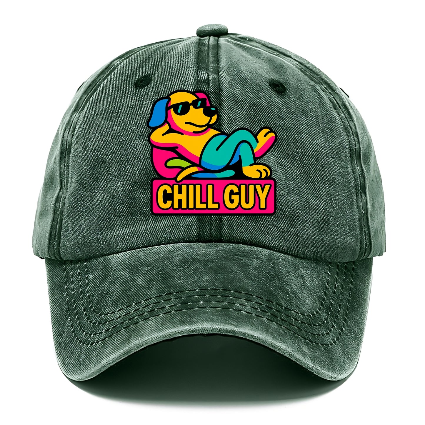 Super relaxed dog character lounging unbothered - "Chill Guy" meme energy, laid back - Classic Cap - Forest Mist(Green)