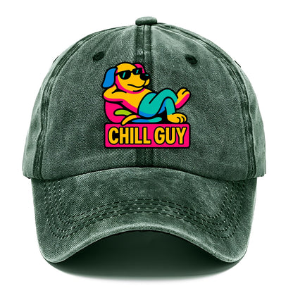 Super relaxed dog character lounging unbothered - "Chill Guy" meme energy, laid back - Classic Cap - Forest Mist(Green)