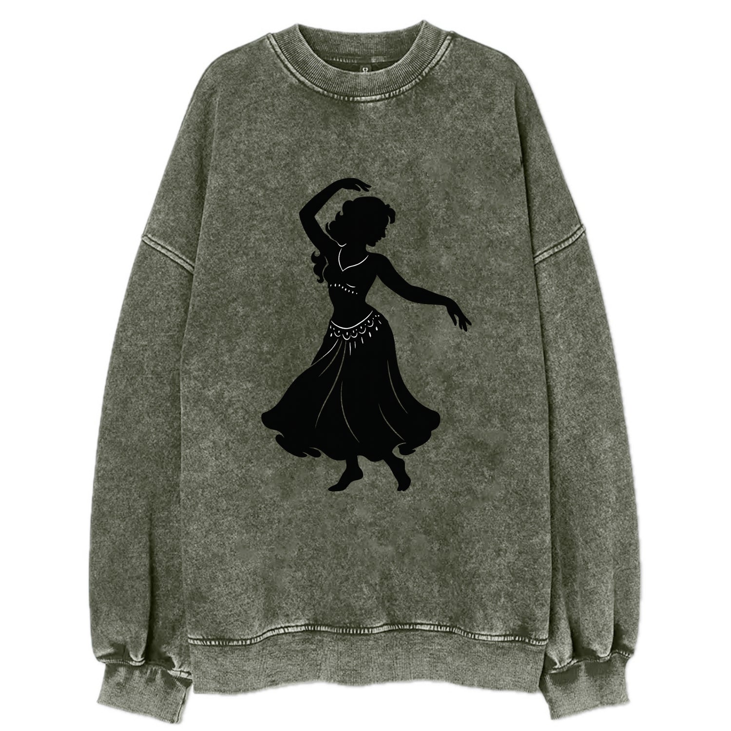 Belly dancer graceful gesture - Vintage Sweatshirt - Forest Mist(Green)