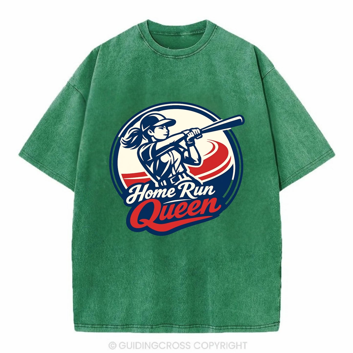 Feminine Power at Bat - Vintage T-shirt - Forest Mist(Green)