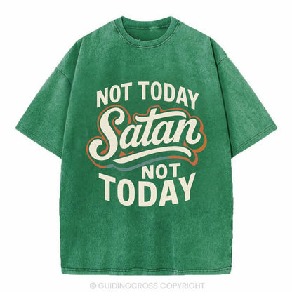 Not Today Satan - Not Today - Vintage T-shirt - Forest Mist(Green)