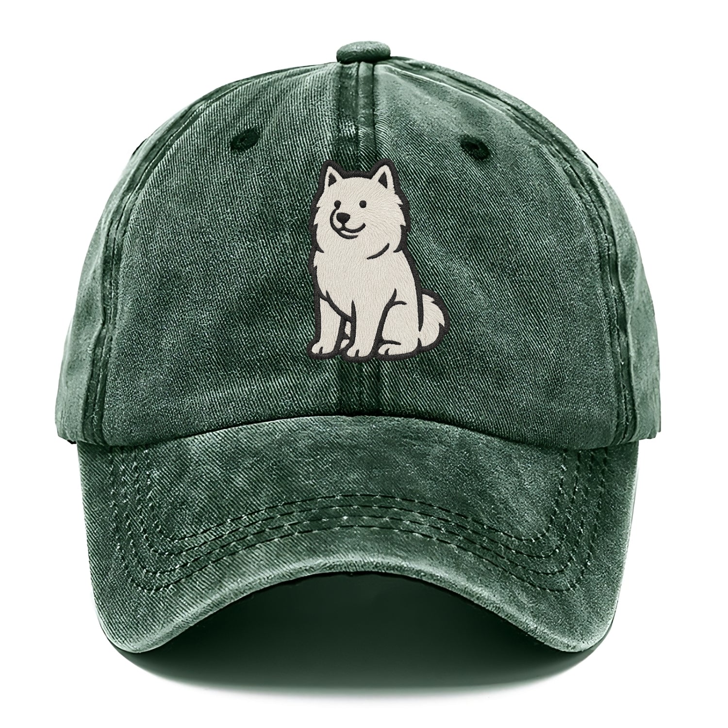 Samoyed - White fluffy embroidered desig Classic Cap - Forest Mist(Green)