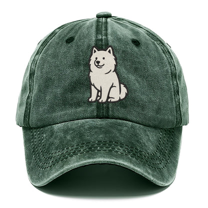 Samoyed - White fluffy embroidered desig Classic Cap - Forest Mist(Green)