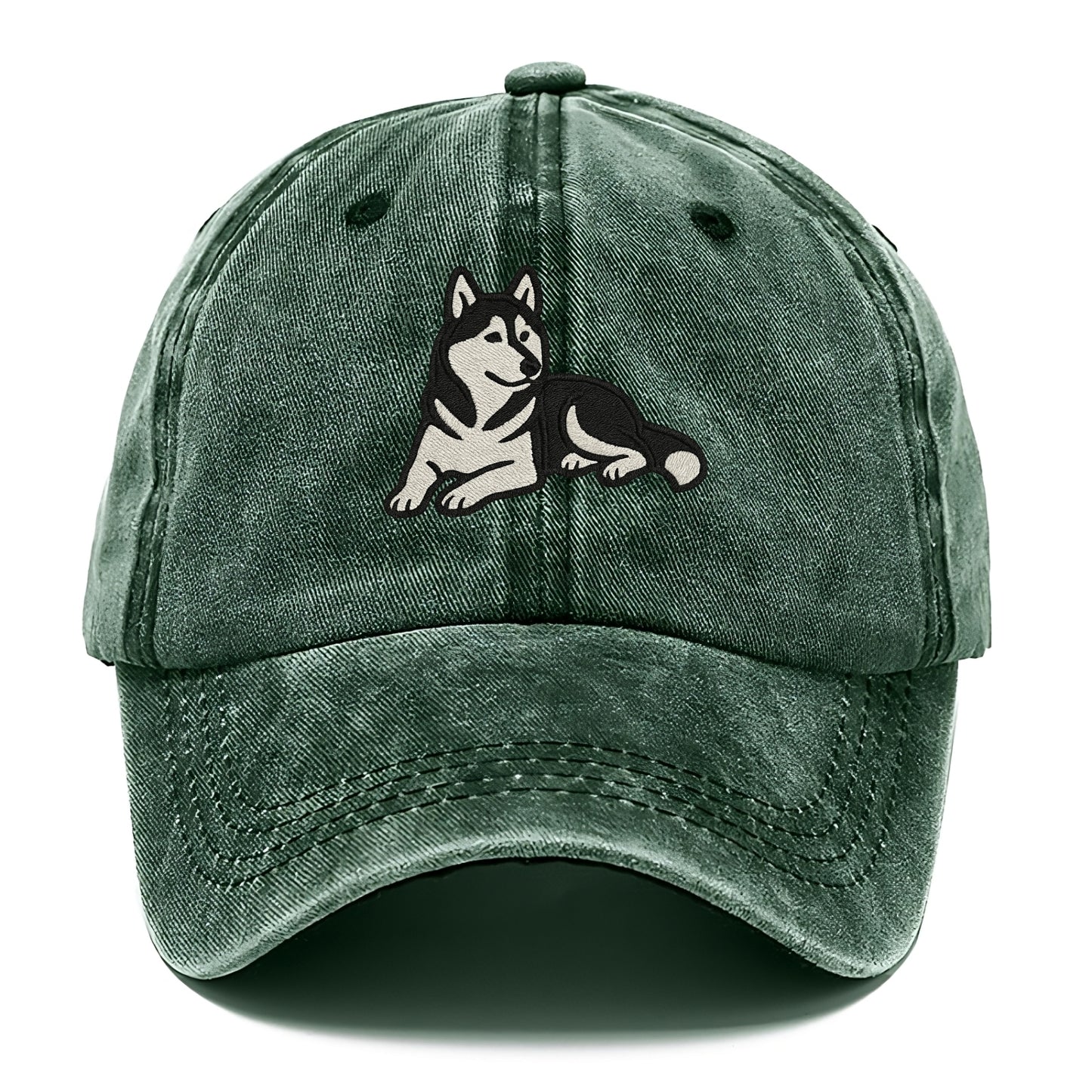 Siberian Husky - Black and white relaxed Classic Cap - Forest Mist(Green)