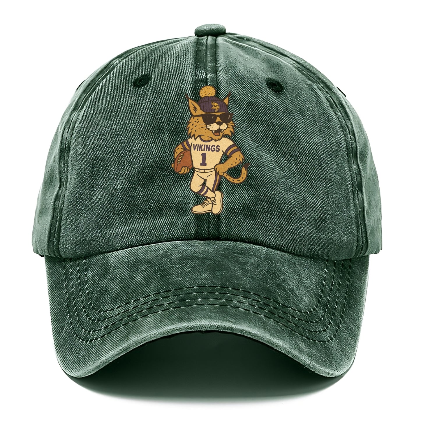 Minneapolis Lynx wearing Vikings beanie with Norse patch and wayfarer sunglasses - Classic Cap - Forest Mist(Green)