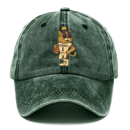 Minneapolis Lynx wearing Vikings beanie with Norse patch and wayfarer sunglasses - Classic Cap - Forest Mist(Green)