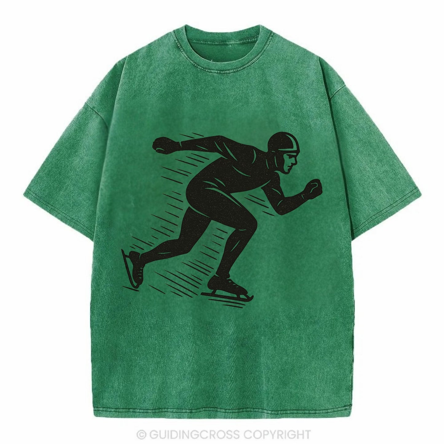 Speed skater in racing crouch - Vintage T-shirt - Forest Mist(Green)