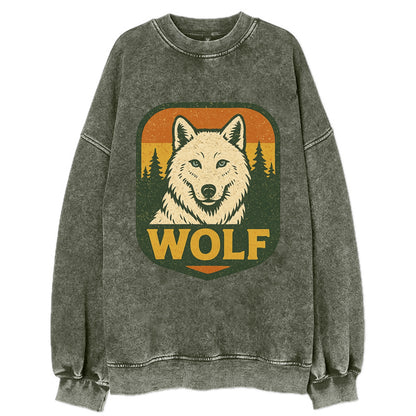Arctic White Wolf  - Vintage Sweatshirt - Forest Mist(Green)