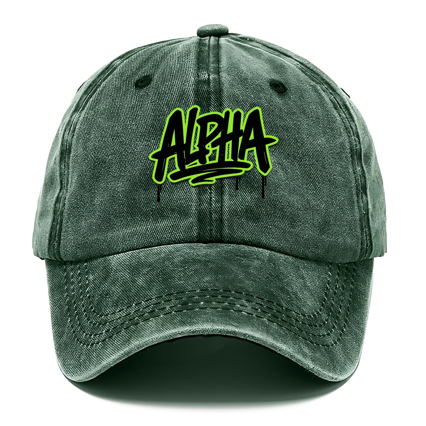 Bold typography design - "ALPHA" - leader of the pack - Classic Cap - Forest Mist(Green)