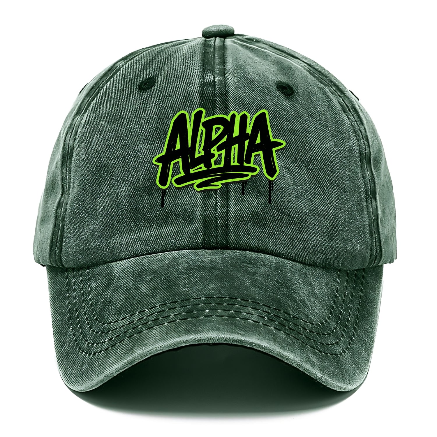 Bold typography design - "ALPHA" - leader of the pack - Classic Cap - Forest Mist(Green)