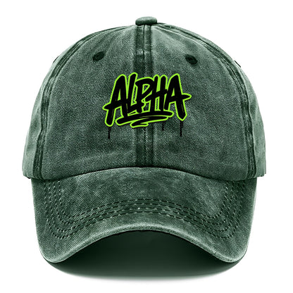 Bold typography design - "ALPHA" - leader of the pack - Classic Cap - Forest Mist(Green)