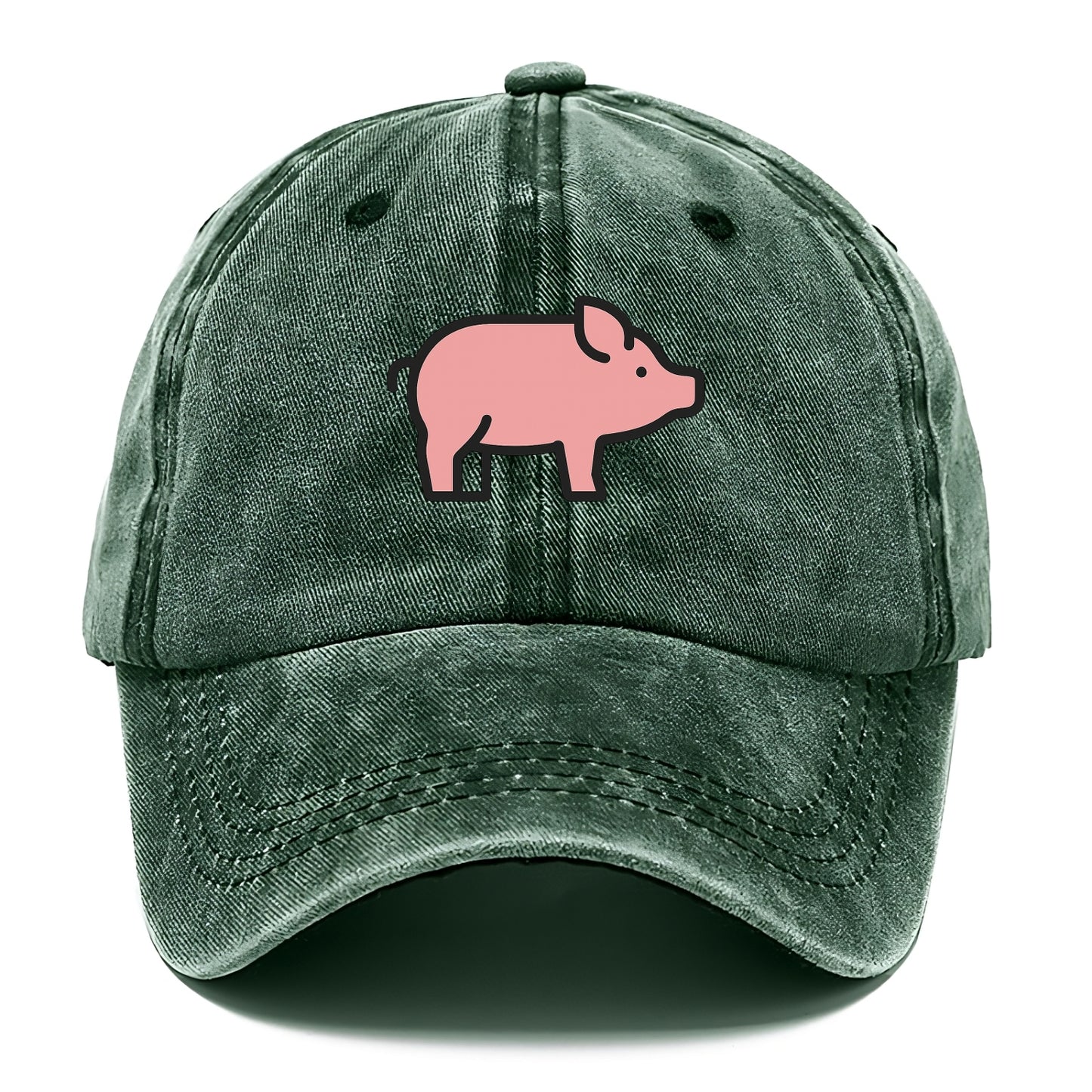 Pig - Pink farm pig flat side profile - Classic Cap - Forest Mist(Green)