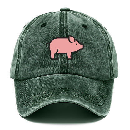Pig - Pink farm pig flat side profile - Classic Cap - Forest Mist(Green)