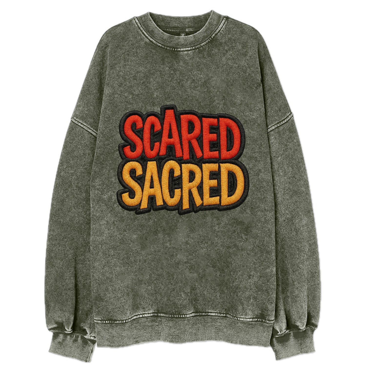 SCARED;SACRED JOURNEY Spiritual Purple Hat - Vintage Sweatshirt - Forest Mist(Green)