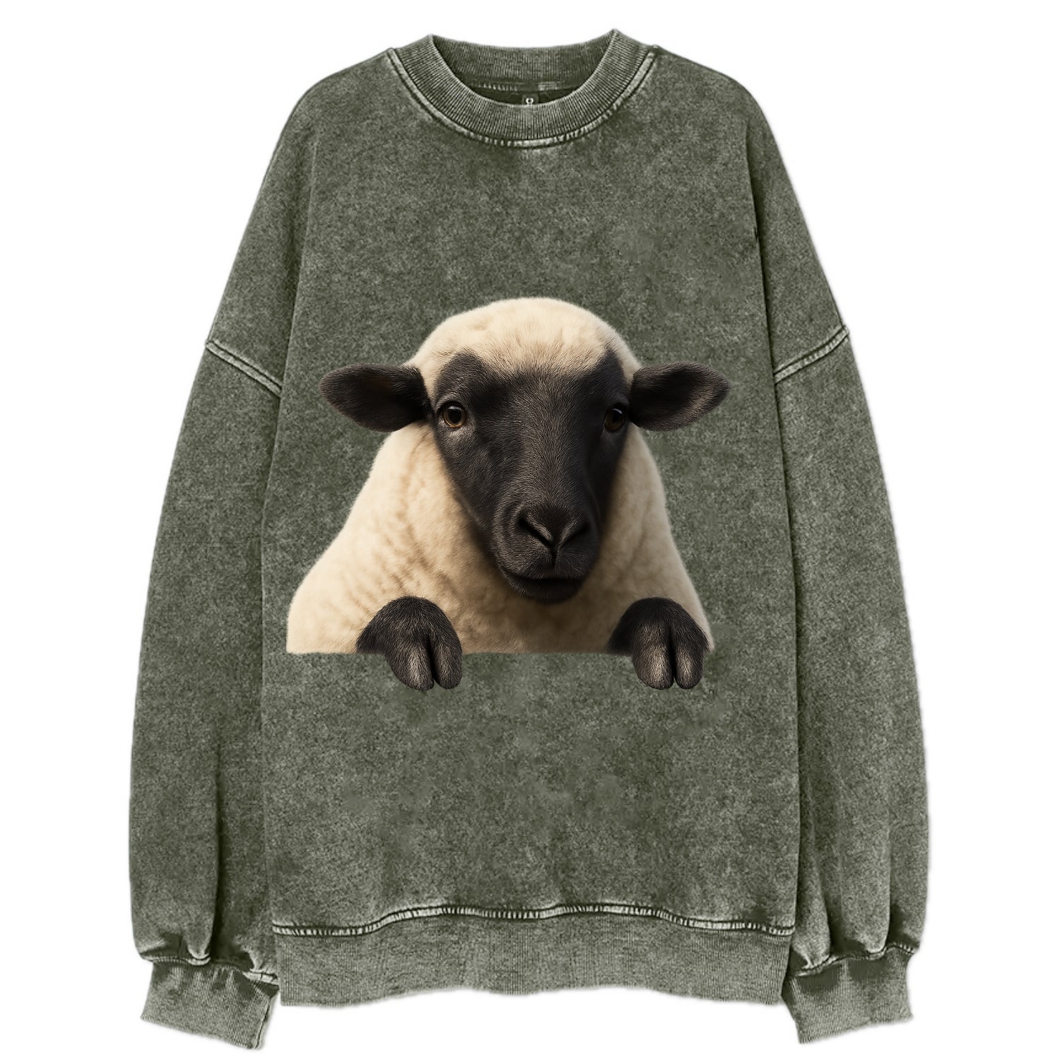 Sheep  - Vintage Sweatshirt - Forest Mist(Green)