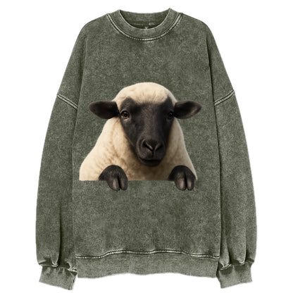 Sheep  - Vintage Sweatshirt - Forest Mist(Green)