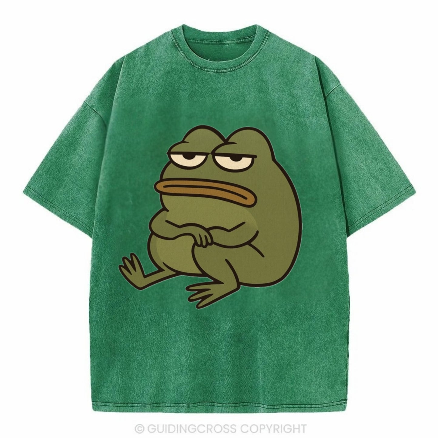 The Frog Judges Silently - Vintage T-shirt - Forest Mist(Green)