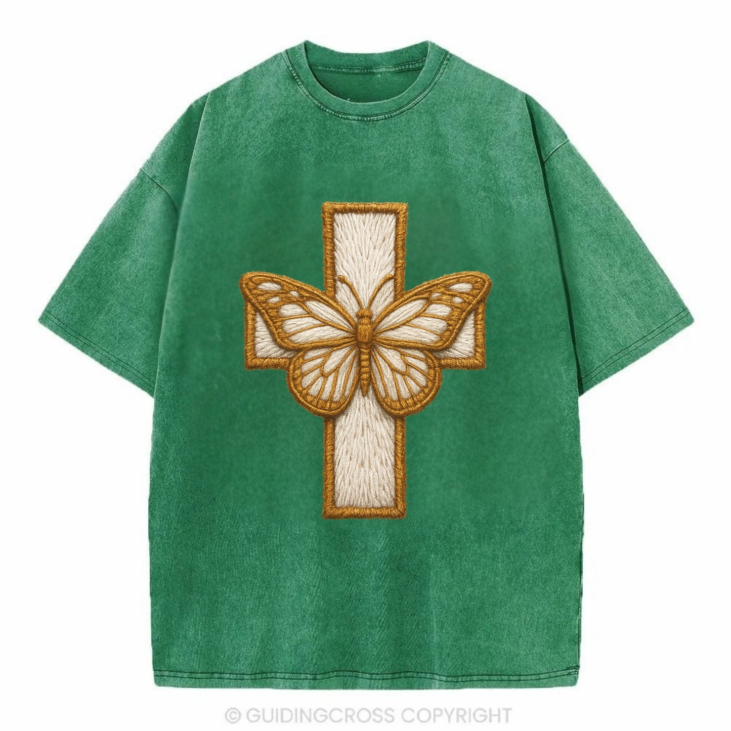 Resurrection Cross  - Vintage T-shirt - Forest Mist(Green)