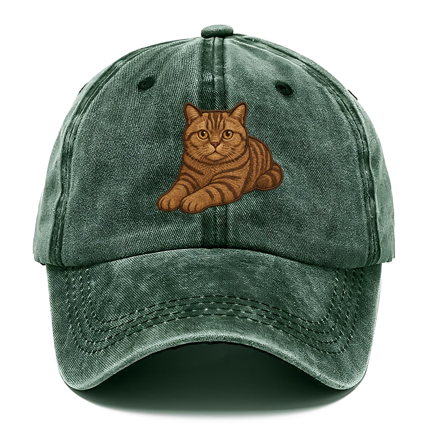 British Shorthair  relaxed lying down wi Classic Cap - Forest Mist(Green)