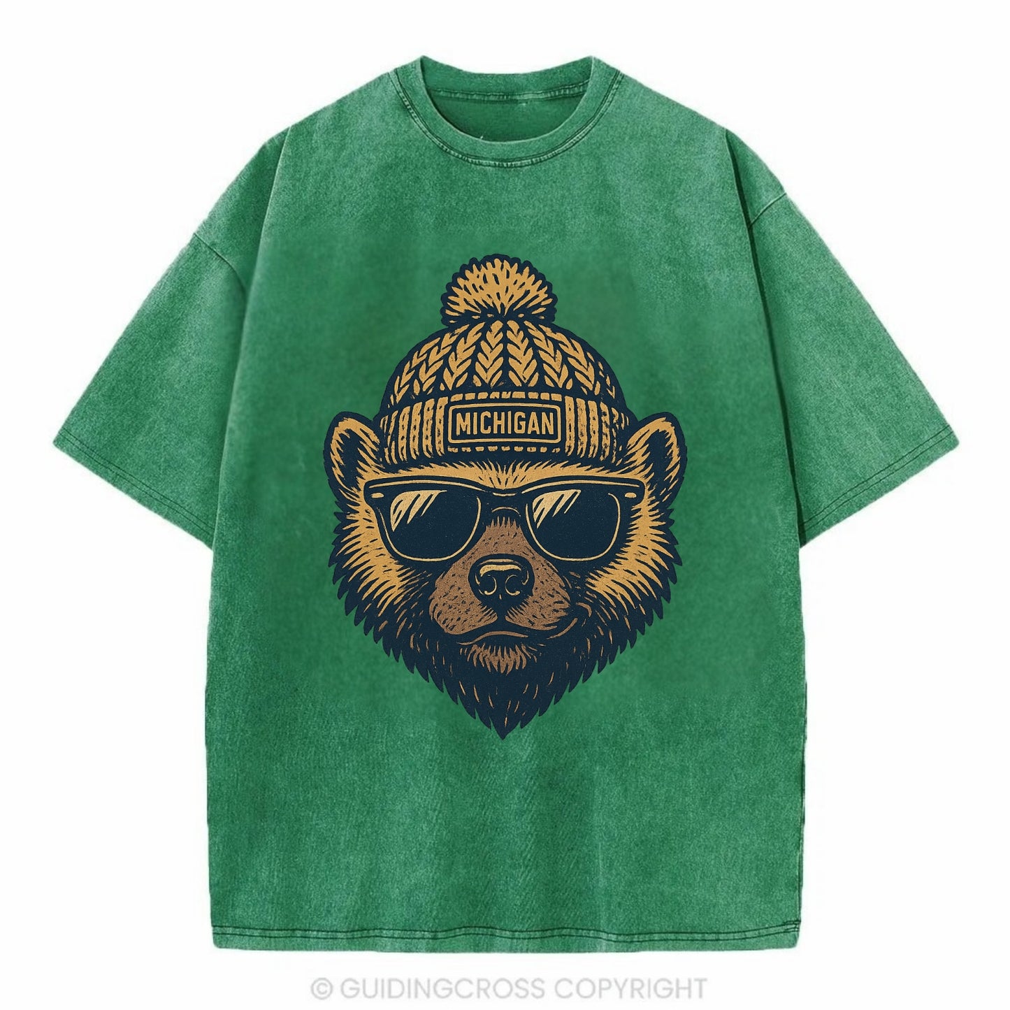 Ann Arbor Wolverine wearing Michigan bea - Vintage T-shirt - Forest Mist(Green)