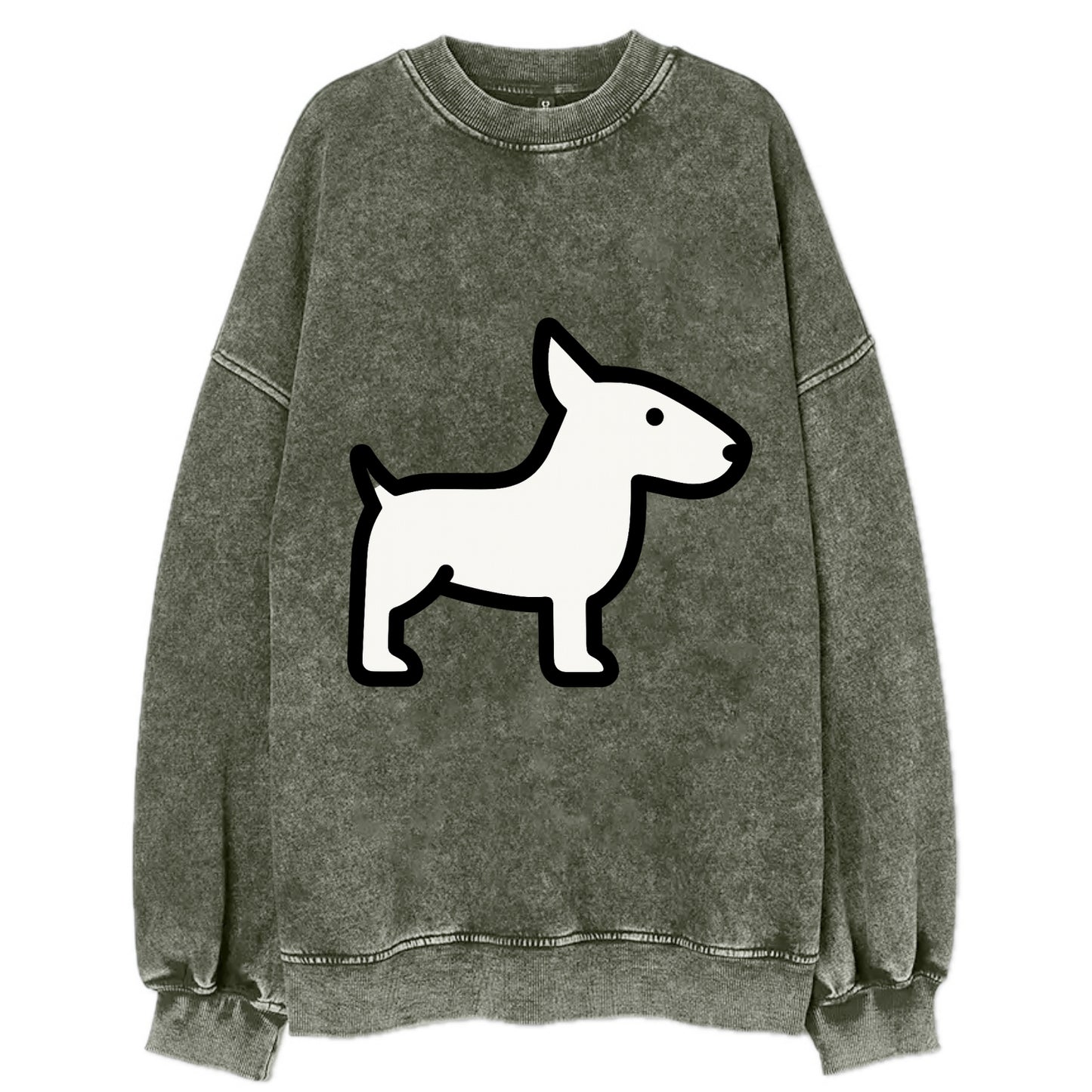 Bull Terrier - White egg-shaped head flat side profile - Vintage Sweatshirt - Forest Mist(Green)