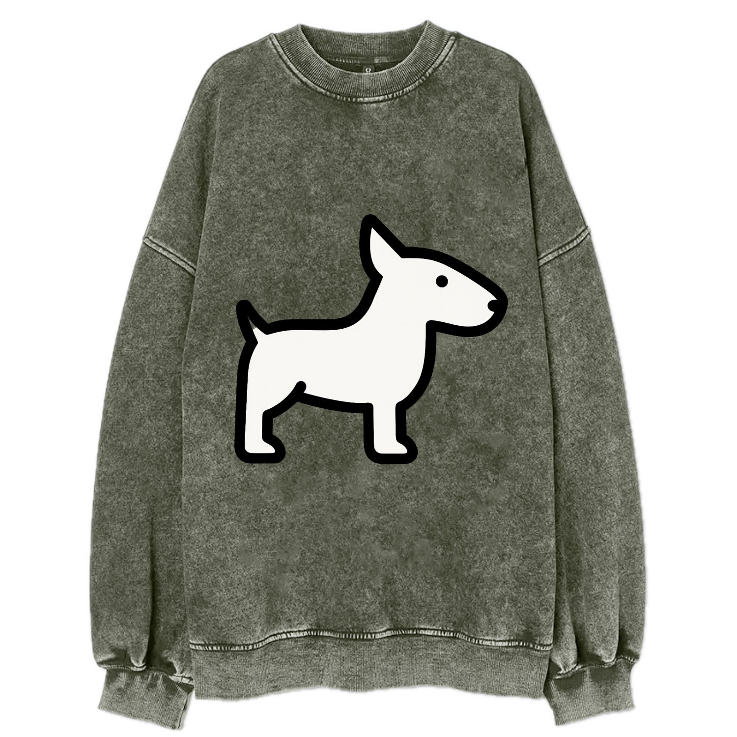 Bull Terrier - White egg-shaped head flat side profile - Vintage Sweatshirt - Forest Mist(Green)