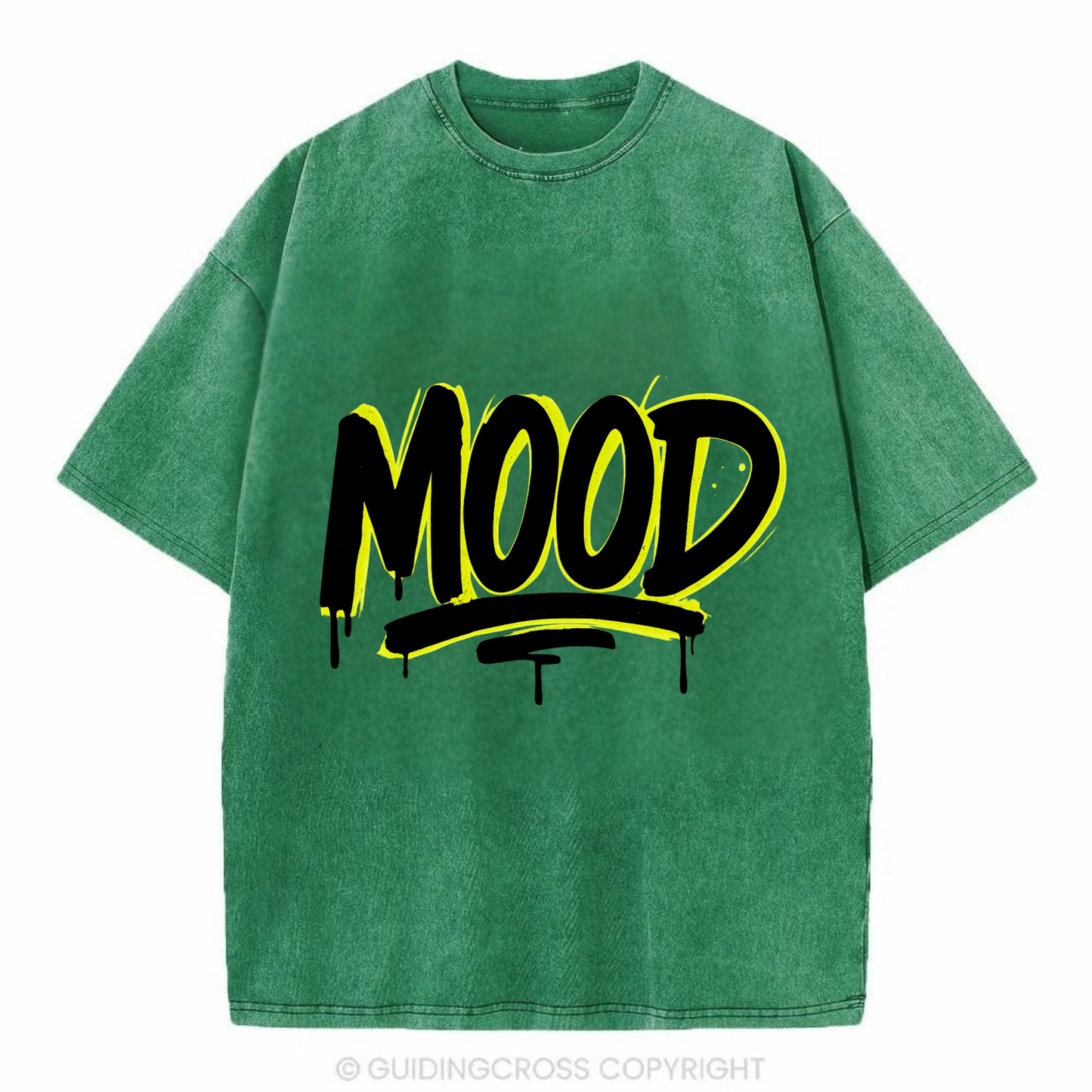 Bold typography design - "MOOD" - current state, feeling it - Vintage T-shirt - Forest Mist(Green)
