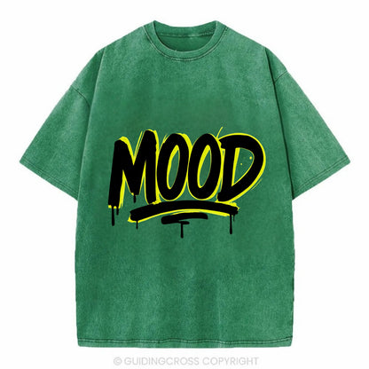 Bold typography design - "MOOD" - current state, feeling it - Vintage T-shirt - Forest Mist(Green)