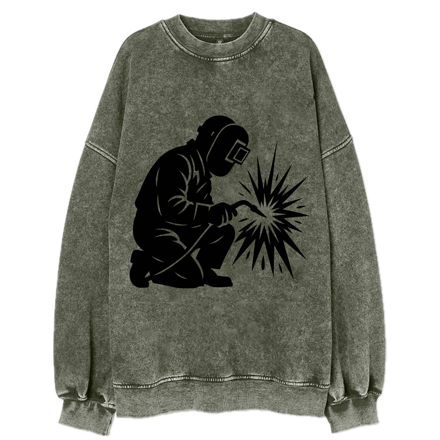 Welder sparks flying dramatically - Vintage Sweatshirt - Forest Mist(Green)