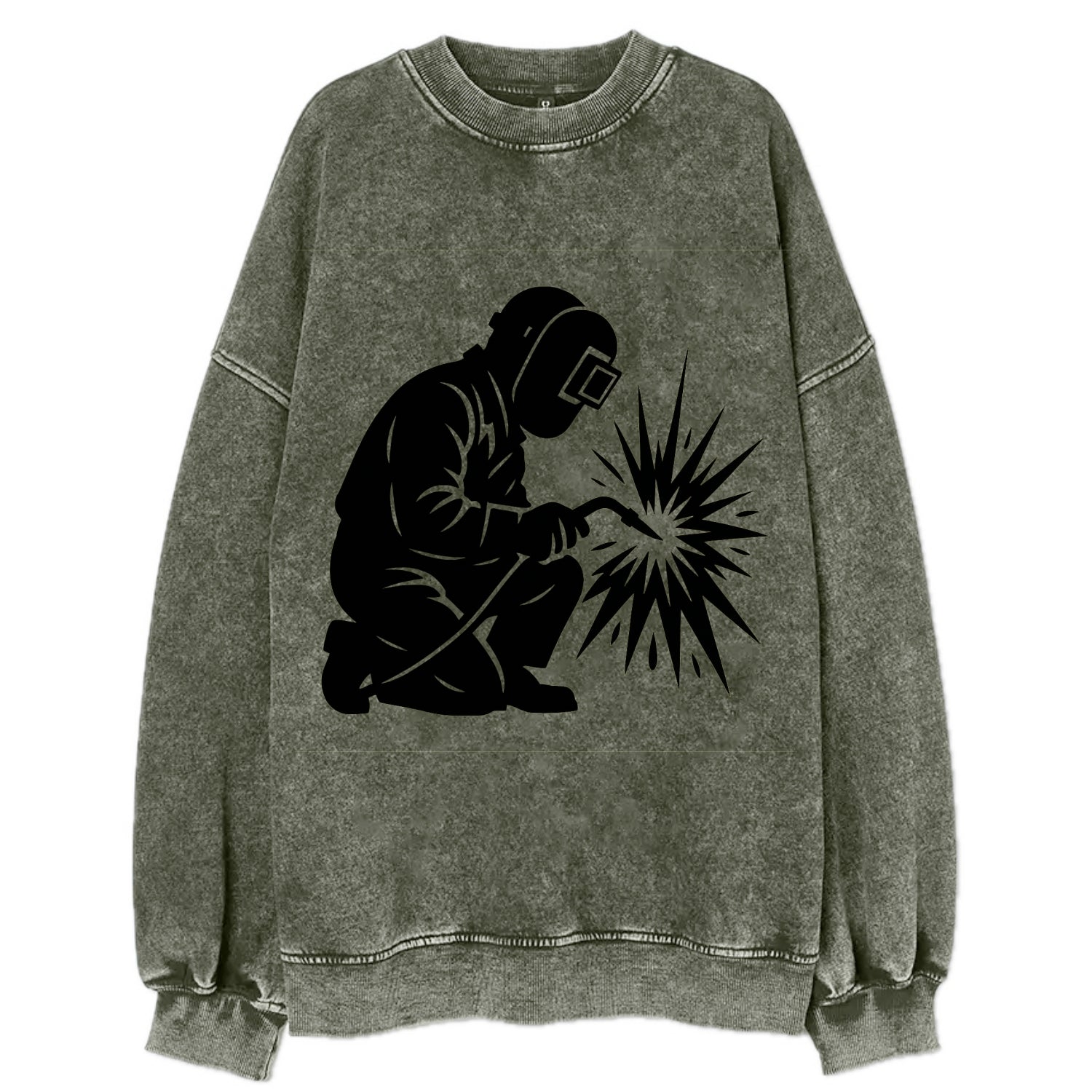 Welder sparks flying dramatically - Vintage Sweatshirt - Forest Mist(Green)