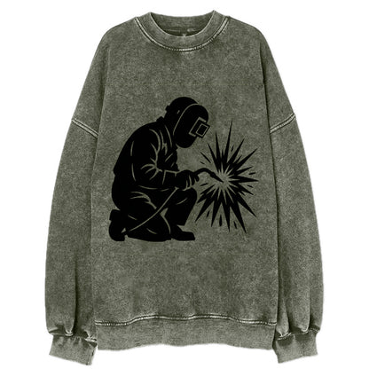 Welder sparks flying dramatically - Vintage Sweatshirt - Forest Mist(Green)