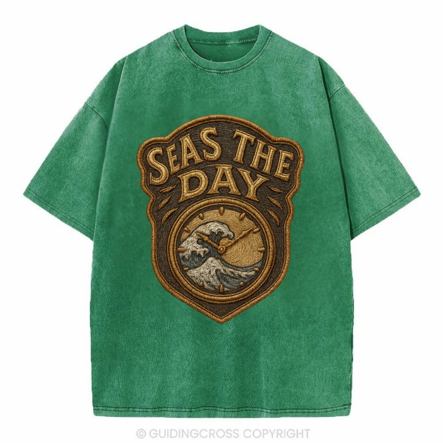 Seas The Day  - Vintage T-shirt - Forest Mist(Green)