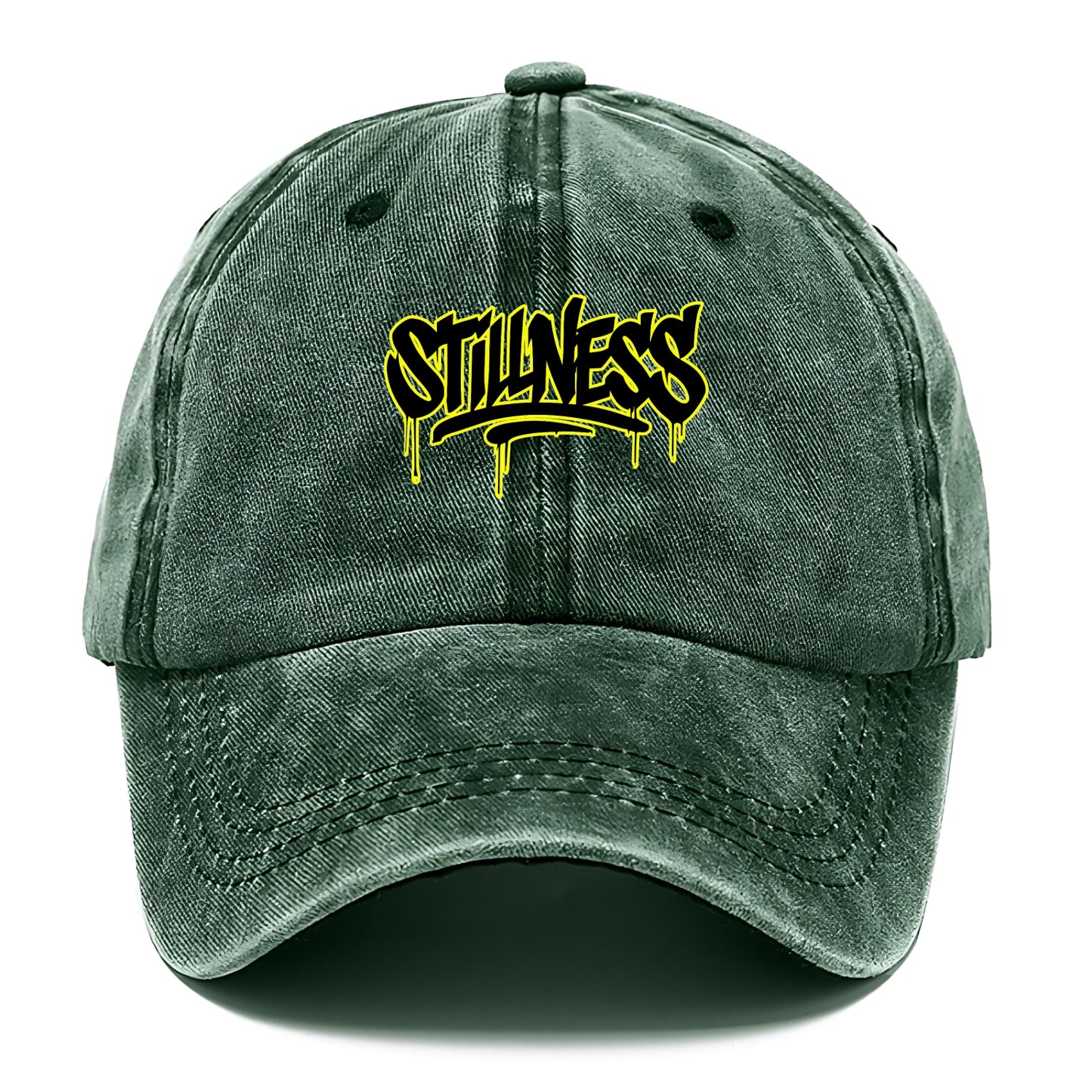 Bold typography design - "STILLNESS" - quiet power, peaceful presence - Classic Cap - Forest Mist(Green)