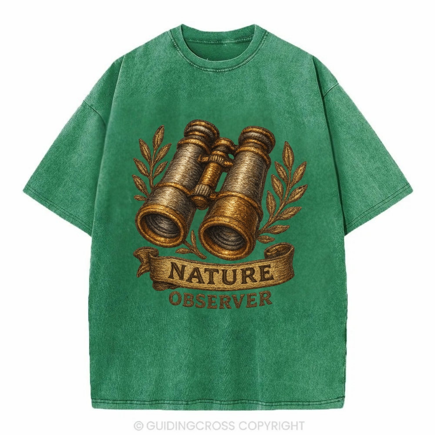 Binoculars for birdwatching - nature observer - Vintage T-shirt - Forest Mist(Green)