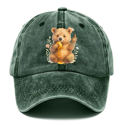 chubby bear cub eating dripping honey, sticky paw up with middle finger - Classic Cap - Forest Mist(Green)