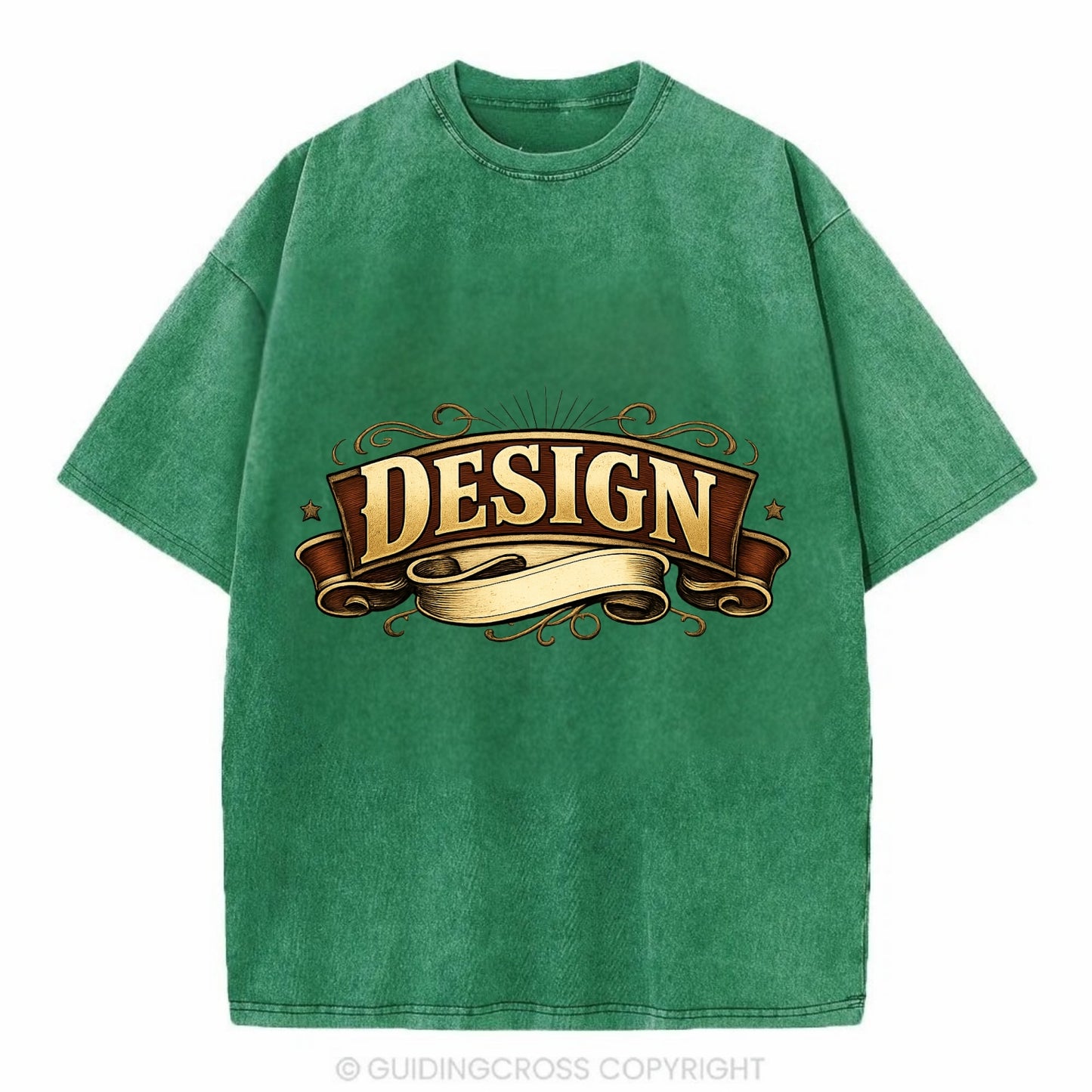 Bold typography design - "DESIGN" - intentional creation, aesthetic planning - Vintage T-shirt - Forest Mist(Green)